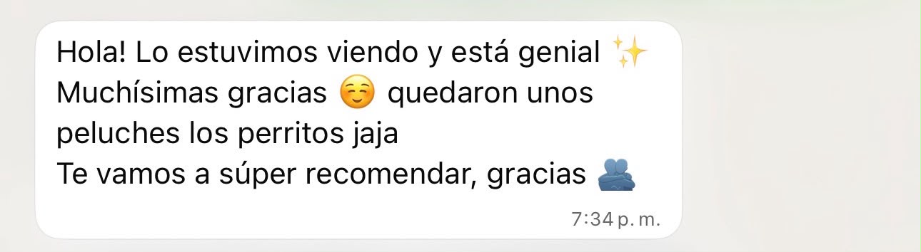 Reseña de una clienta agradeciendo el contenido entregado