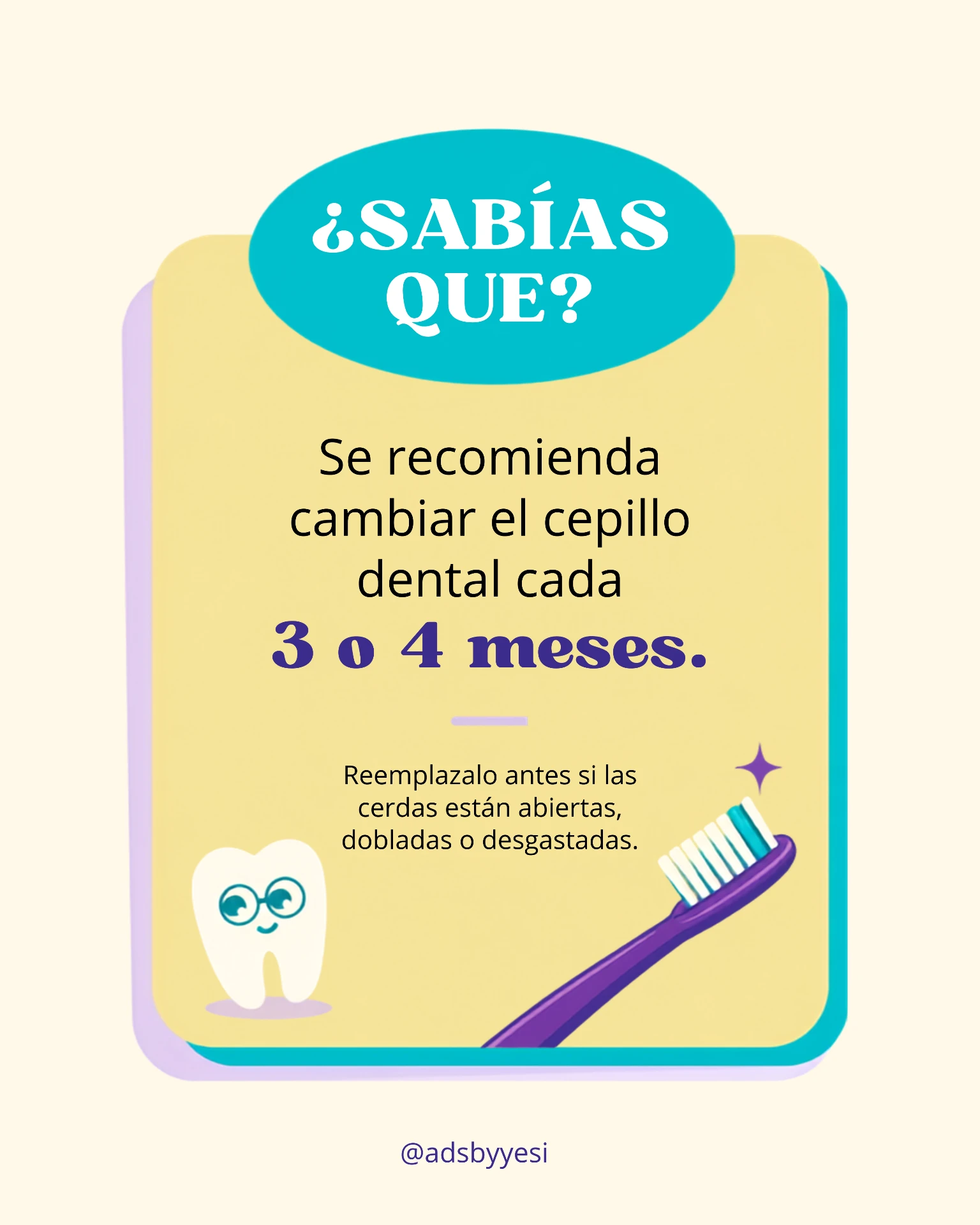 Pieza de feed educativa: ¿sabías que? cambio de cepillo dental