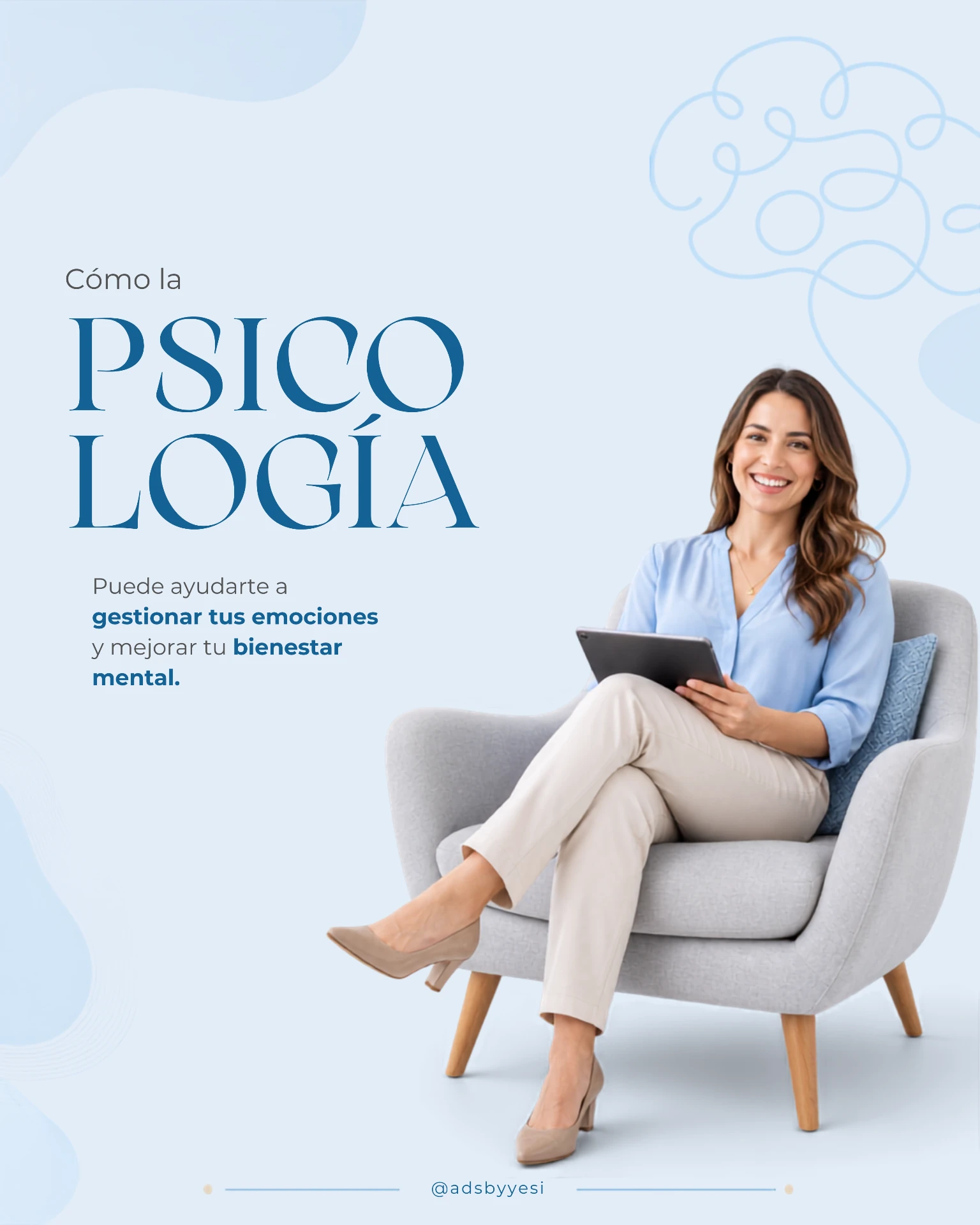 Pieza de feed para consultorio de psicología: bienestar mental
